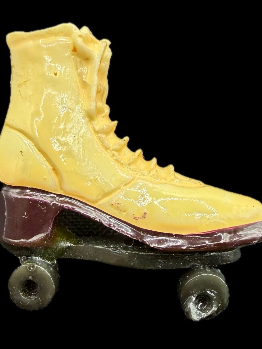 Vintage 3D Cream Roller Skate Brooch Pin